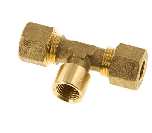 G 1/4'' x 10mm Accesorio de compresión en T de latón 95 Bar DIN EN 1254-2