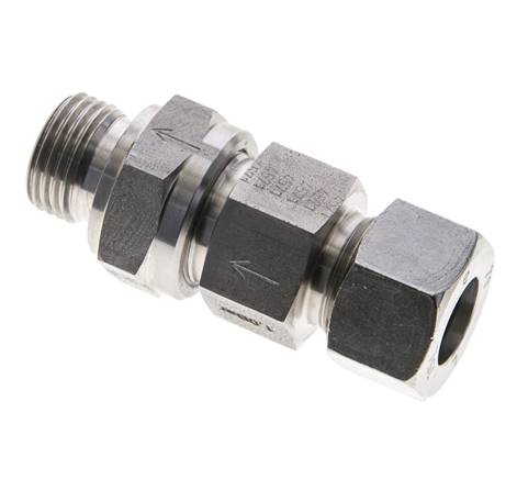 Válvula de retención hidráulica Anillo de corte 15L (M22x1,5) y G1/2'' Macho Acero inoxidable 1-250bar (15-3625)psi Tubo-Rosca ISO 8434-1