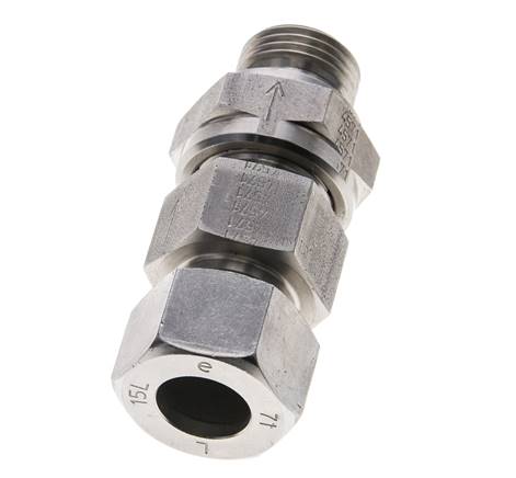Válvula de retención hidráulica Anillo de corte 15L (M22x1,5) y G1/2'' Macho Acero inoxidable 1-250bar (15-3625)psi Tubo-Rosca ISO 8434-1