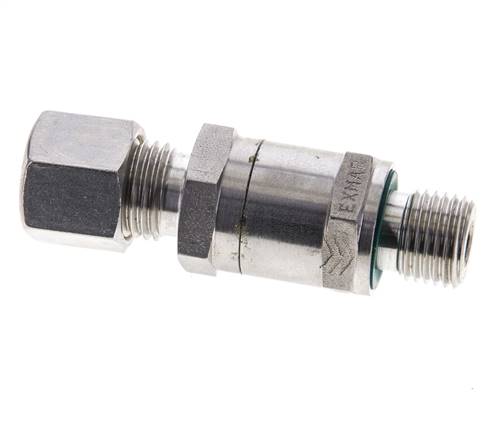 Válvula de retención hidráulica Anillo de compresión 8L (M14x1,5) y G1/4'' macho Acero inoxidable 1-250bar (15-3625)psi Tubo-Rosca ISO 8434-1