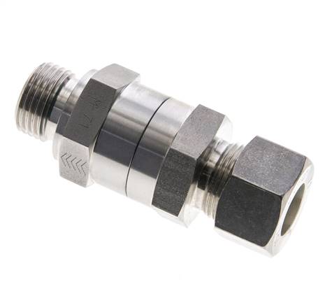 Válvula de retención hidráulica Anillo de compresión 15L (M22x1,5) y G1/2'' macho Acero inoxidable 1-250bar (15-3625)psi Tubo-Rosca ISO 8434-1