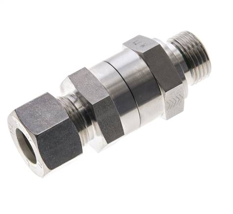 Válvula de retención hidráulica Anillo de compresión 15L (M22x1,5) y G1/2'' macho Acero inoxidable 1-250bar (15-3625)psi Tubo-Rosca ISO 8434-1