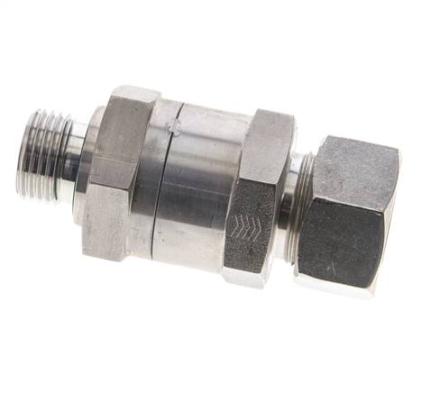 Válvula de retención hidráulica Anillo de compresión 18L (M26x1,5) y G1/2'' Macho Acero inoxidable 1-160bar (15-2320)psi Rosca-Tubo ISO 8434-1