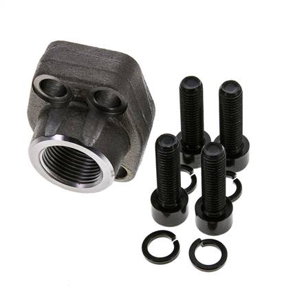 Brida 3/4'' SAE 3000 PSI Acero liso con roscas hembra G3/4'' ISO 6162-1