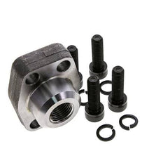 Brida SAE de 1'' 3000 PSI de acero liso con roscas hembra G1/2'' ISO 6162-1