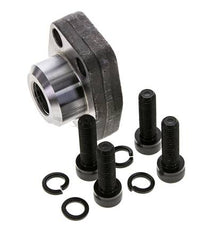 Brida SAE de 1'' 3000 PSI de acero liso con roscas hembra G1/2'' ISO 6162-1