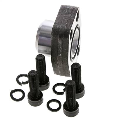 Brida SAE de 1'' 3000 PSI de acero liso con roscas hembra G1/2'' ISO 6162-1