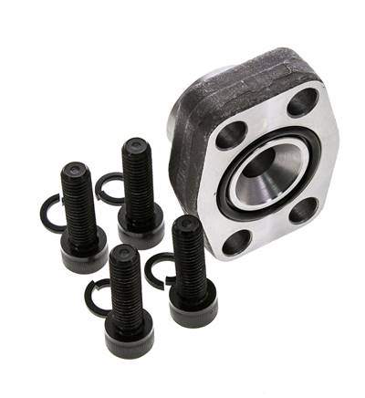 Brida SAE de 1'' 3000 PSI de acero liso con roscas hembra G1/2'' ISO 6162-1