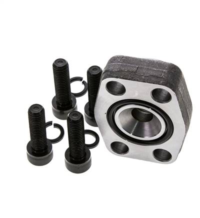 Brida SAE de 1'' 3000 PSI de acero liso con roscas hembra G1/2'' ISO 6162-1