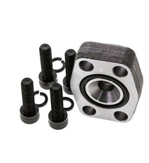 Brida SAE de 1'' 3000 PSI de acero liso con roscas hembra G1/2'' ISO 6162-1