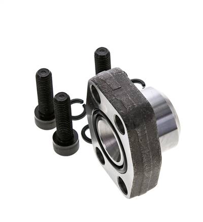 Brida SAE de 1'' 3000 PSI de acero liso con roscas hembra G1/2'' ISO 6162-1