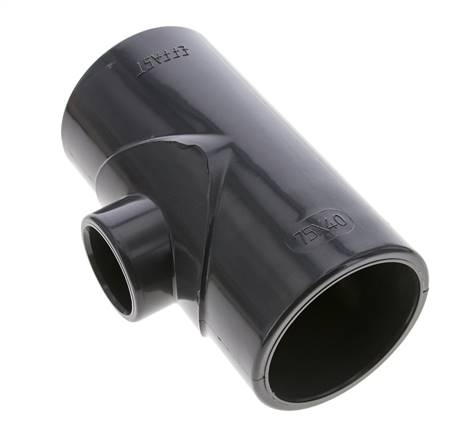 Conexión en T reductor de PVC de 75 a 40 mm