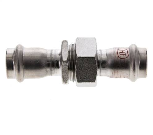 Racor de unión a presión - 22 mm hembra - Acero inoxidable con junta plana