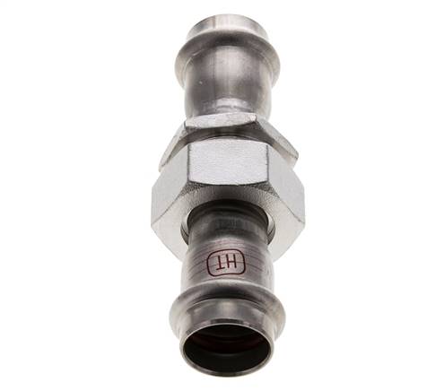 Racor de unión a presión - 22 mm hembra - Acero inoxidable con junta plana