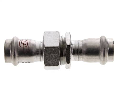 Racor de unión a presión - 22 mm hembra - Acero inoxidable con junta plana