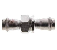 Racor de unión a presión - 22 mm hembra - Acero inoxidable con junta plana