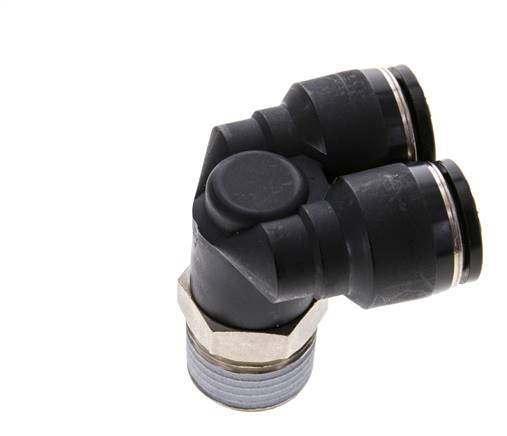 Racor rápido en Y de 12 mm x R1/2'' con rosca macho Latón/PBT NBR Giratorio