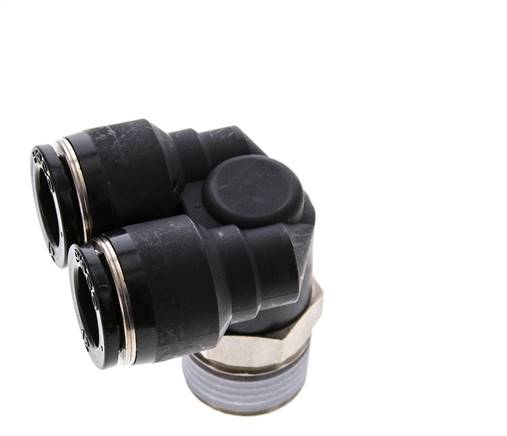 Racor rápido en Y de 12 mm x R1/2'' con rosca macho Latón/PBT NBR Giratorio