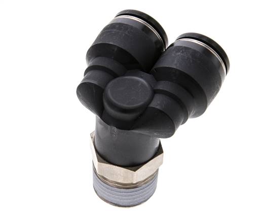 Racor rápido en Y de 12 mm x R1/2'' con rosca macho Latón/PBT NBR Giratorio