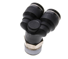 Racor rápido en Y de 12 mm x R1/2'' con rosca macho Latón/PBT NBR Giratorio