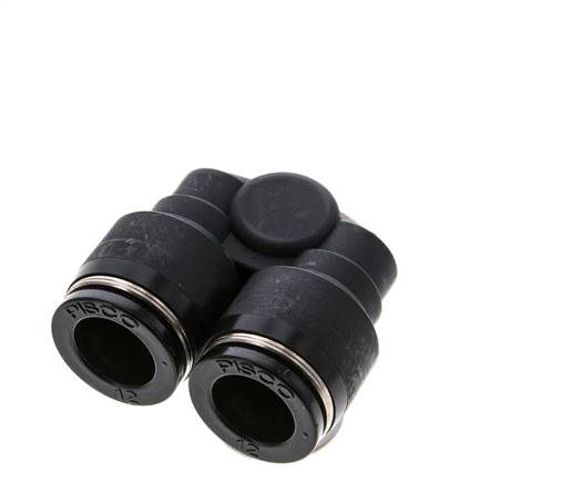 Racor rápido en Y de 12 mm x R1/2'' con rosca macho Latón/PBT NBR Giratorio