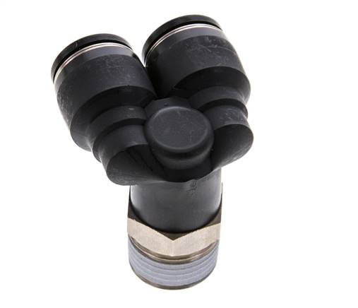 Racor rápido en Y de 12 mm x R1/2'' con rosca macho Latón/PBT NBR Giratorio