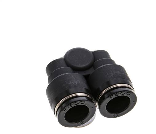 Racor rápido en Y de 12 mm x R1/2'' con rosca macho Latón/PBT NBR Giratorio