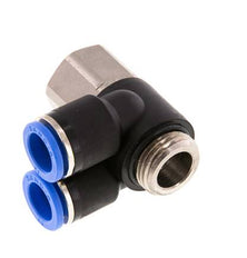 Codo doble de 90 grados 12mm x G1/2'' con rosca macho-hembra Latón/PA 66 NBR Giratorio