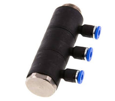 Racor rápido de 3 vías de 4mm x G3/8'' con rosca macho Latón/PA 66 NBR Giratorio