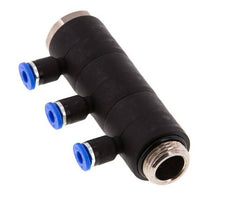 Racor rápido de 3 vías de 4mm x G3/8'' con rosca macho Latón/PA 66 NBR Giratorio