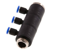 Racor rápido de 3 vías de 4mm x G3/8'' con rosca macho Latón/PA 66 NBR Giratorio