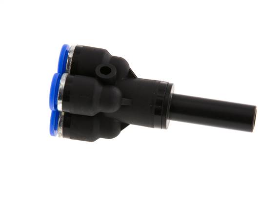 Racor de 4 vías en Y de 6 mm x 8 mm con tapón de latón/PA 66 NBR
