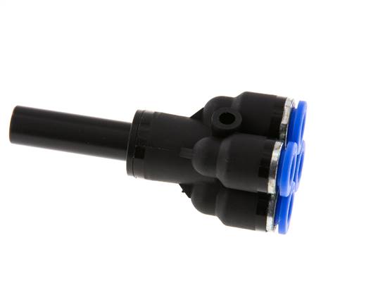 Racor de 4 vías en Y de 6 mm x 8 mm con tapón de latón/PA 66 NBR