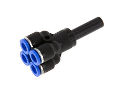 Racor de 4 vías en Y de 6 mm x 8 mm con tapón de latón/PA 66 NBR