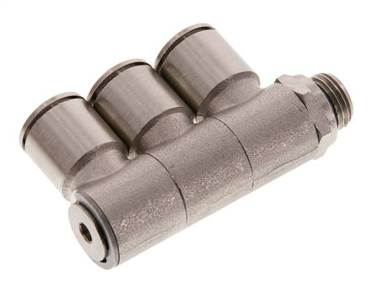 Racor de 3 vías con rosca macho 12mm x G1/4'' Latón NBR Giratorio