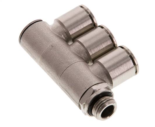 Racor de 3 vías con rosca macho 12mm x G1/4'' Latón NBR Giratorio