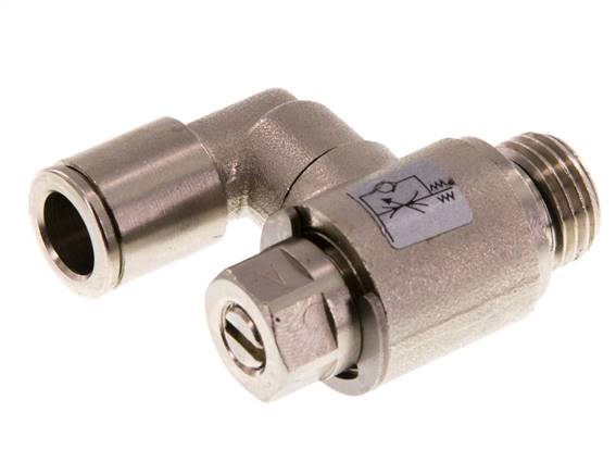 Válvula de control de flujo Meter-In Giratoria 8 mm - G1/4'' Tornillo ranurado de latón