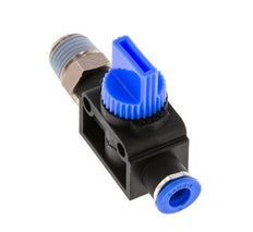 Válvula manual de cierre de 3/2 vías 6 mm - R1/4'' Plástico/Latón Ventilación del lado del tubo