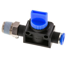 Válvula manual de cierre de 3/2 vías 6 mm - R1/4'' Plástico/Latón Ventilación del lado del tubo