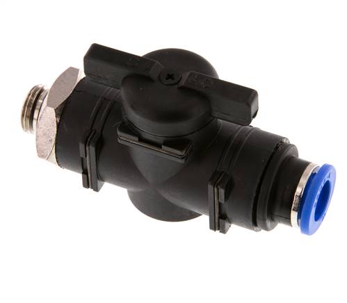 Válvula de bola recta de 2 vías 10 mm - G1/4'' Plástico/Latón