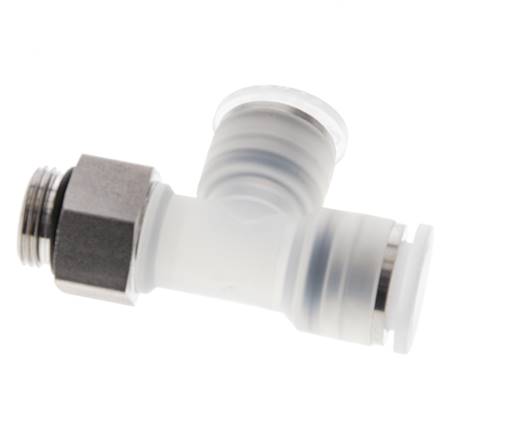 Racor en T de ángulo recto 12mm x G3/8'' con rosca macho PA/Acero inoxidable EPDM giratorio