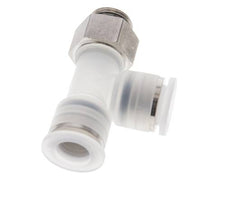 Racor en T de ángulo recto 12mm x G3/8'' con rosca macho PA/Acero inoxidable EPDM giratorio