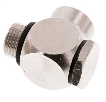 Conector Banjo de Latón Niquelado Rosca Macho & Hembra G1/2'' con perno banjo con Junta Tórica Giratoria