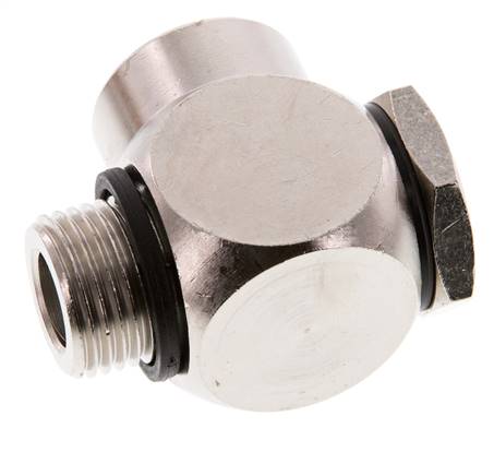 Conector Banjo de Latón Niquelado Rosca Macho & Hembra G1/2'' con perno banjo con Junta Tórica Giratoria