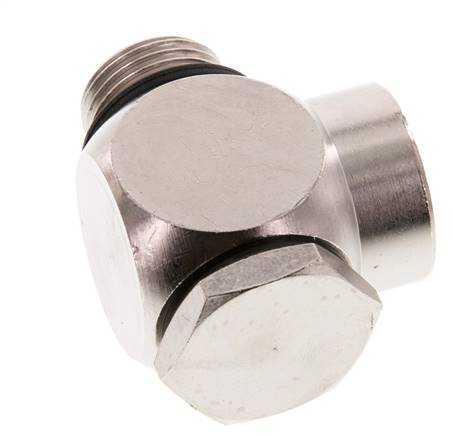 Conector Banjo de Latón Niquelado Rosca Macho & Hembra G1/2'' con perno banjo con Junta Tórica Giratoria