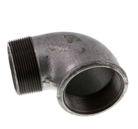 Rp 2'' x R 2'' F/M Codo de 90 grados de hierro fundido galvanizado 25 Bar