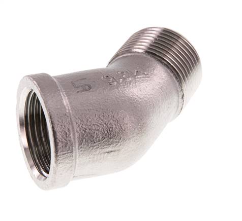 Rp 3/4'' x R 3/4'' F/M Codo de 45 grados de acero inoxidable 16 Bar