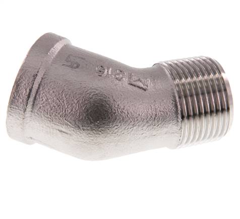 Rp 3/4'' x R 3/4'' F/M Codo de 45 grados de acero inoxidable 16 Bar