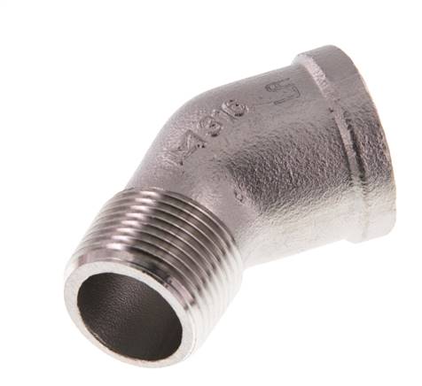 Rp 3/4'' x R 3/4'' F/M Codo de 45 grados de acero inoxidable 16 Bar