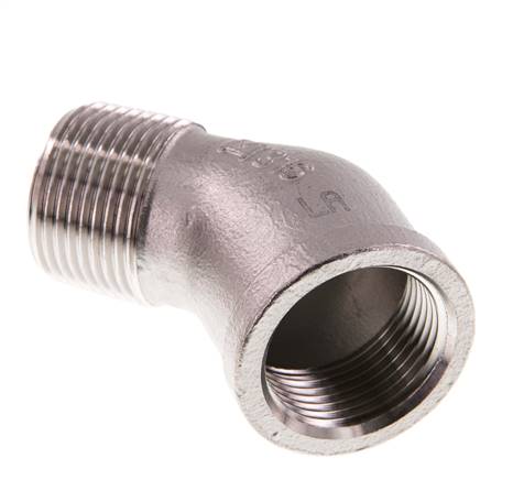 Rp 3/4'' x R 3/4'' F/M Codo de 45 grados de acero inoxidable 16 Bar